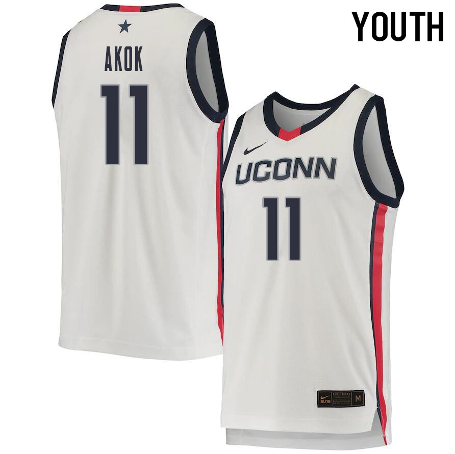 2021 Youth #11 Akok Akok Uconn Huskies College Basketball Jerseys Sale-White